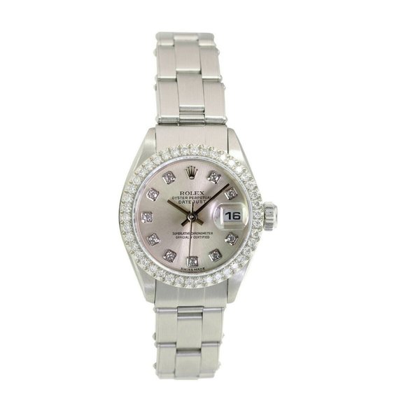 ROLEX DATEJUST SILVER DIAMOND DIAL 1.15CTW DIAMOND STEEL OYSTER WATCH 26MM 69174 - Picture 2 of 6